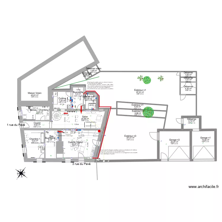 Craon v5_ELEC+passages. Plan de 36  et 627 m²