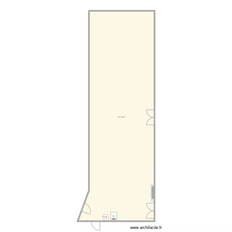 Atelier. Plan de 1  et 117 m²