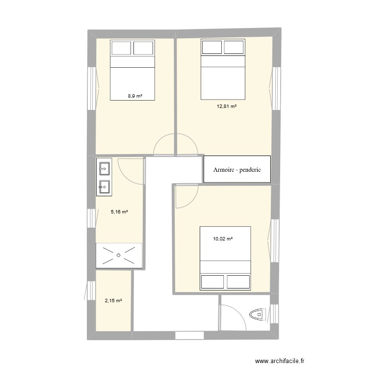 15 NASSIM. Plan de 5 pièces et 39 m2