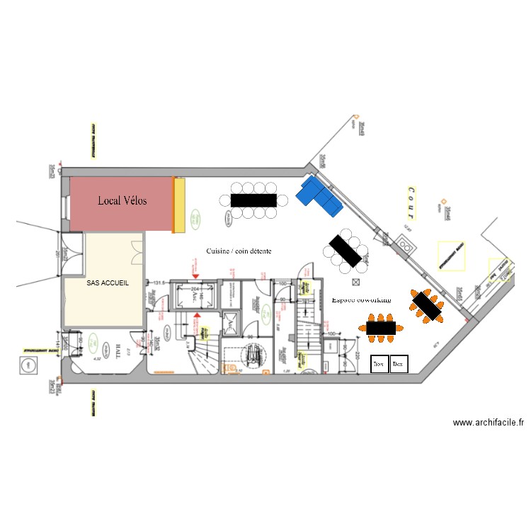 RDC - 9 Ferry. Plan de 1 pièce et 24 m2