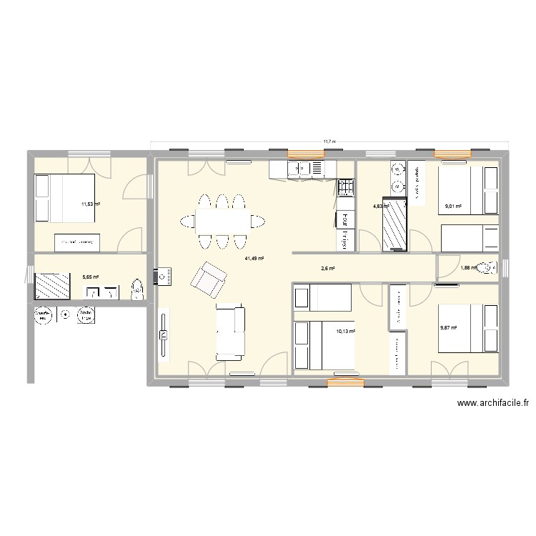 GRAYAN. Plan de 9 pièces et 177 m2