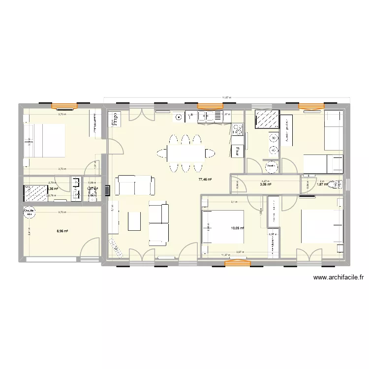 GRAYAN. Plan de 7  et 123 m²