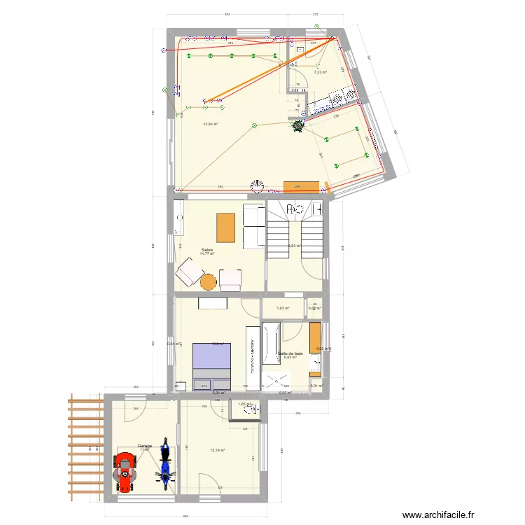 Troisgots plan cuisine &eacute;lectricit&eacute;. Plan de 