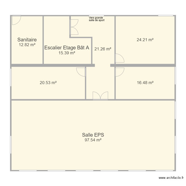 Plan Vestiaire EPS - réflexion 01 2024. Plan de 7 pièces et 208 m2
