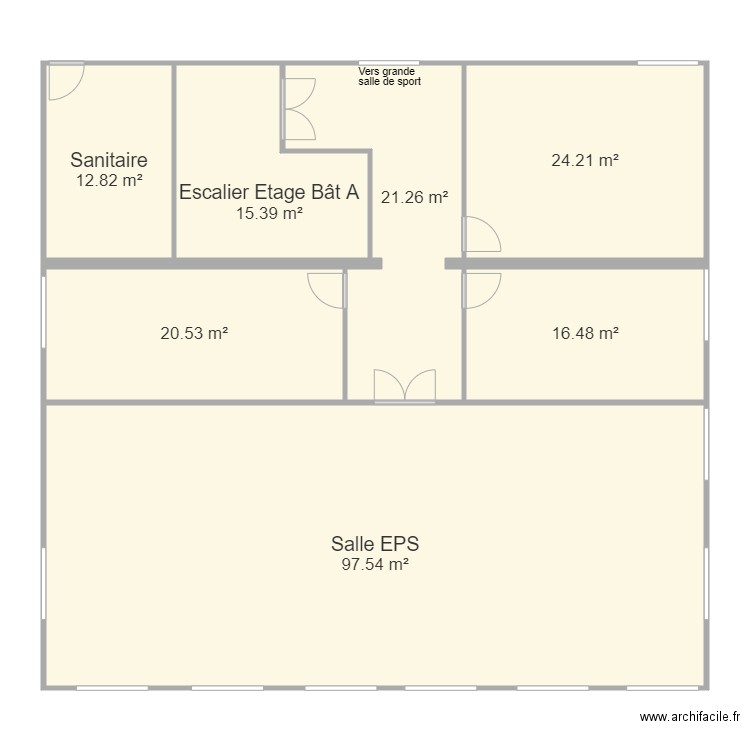 Plan Vestiaire EPS - réflexion 01 2024. Plan de 7 pièces et 208 m2