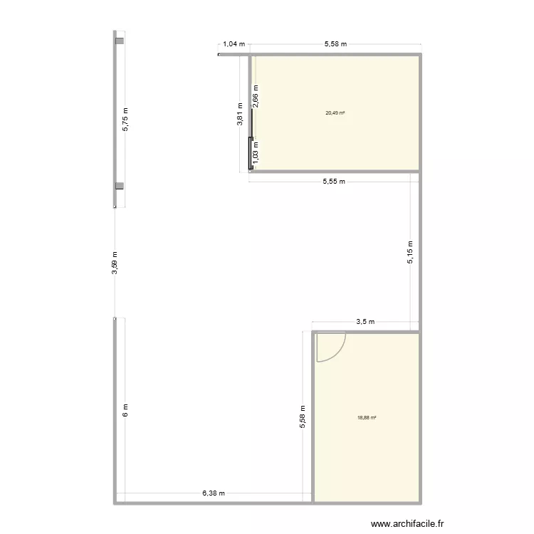 Atelier St Ouen. Plan de 2  et 39 m²