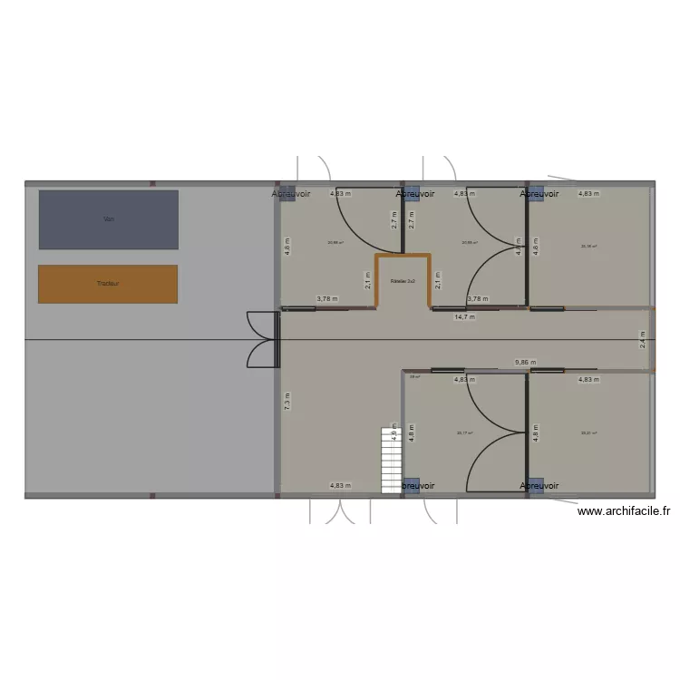 Batiumentvougy16. Plan de 9  et 351 m²