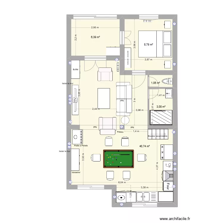 Garluche cuisine chambre escalier escamotable. Plan de 