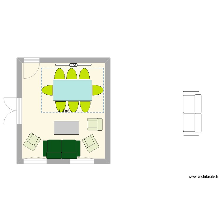 kkddd. Plan de 1 pièce et 21 m2
