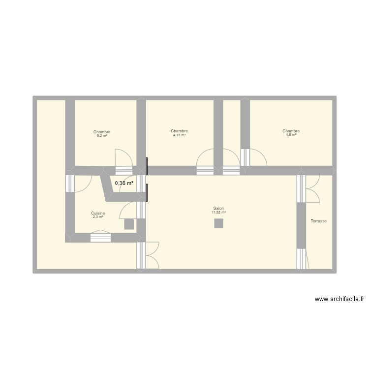 TRYING. Plan de 7 pièces et 35 m2