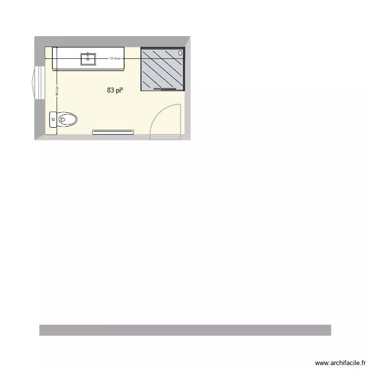SDB. Plan de 1  et 8 m²