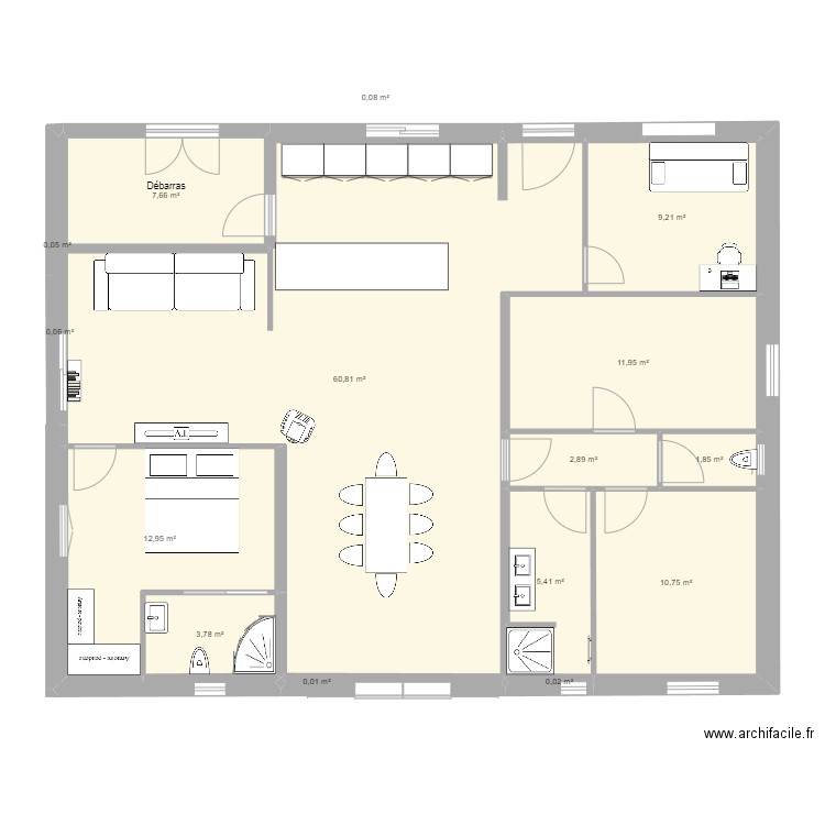 Hervé 1. Plan de 15 pièces et 127 m2