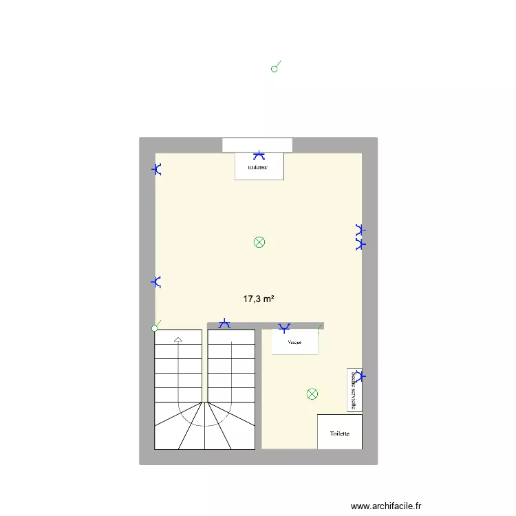 1er Etage. Plan de 1  et 17 m²
