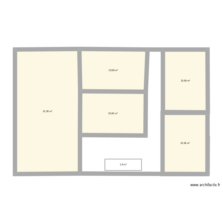 etage 2. Plan de 6 pièces et 77 m2