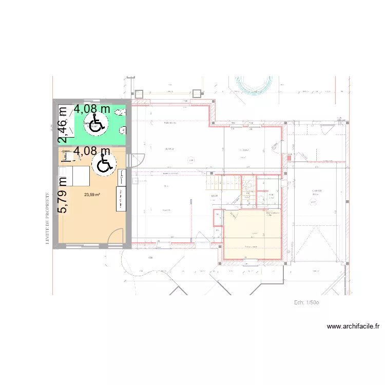 Agrandissement Dorian. Plan de 2 et 34 m² Agrandissement Dorian. Plan de 2 et 34 m²