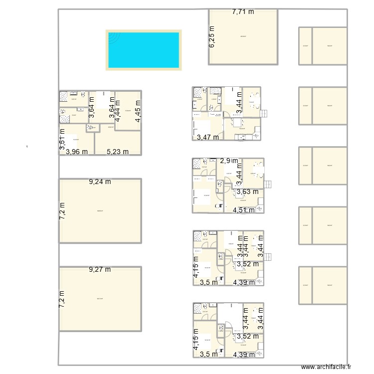 RED TEMPLE. Plan de 40 pièces et 542 m2