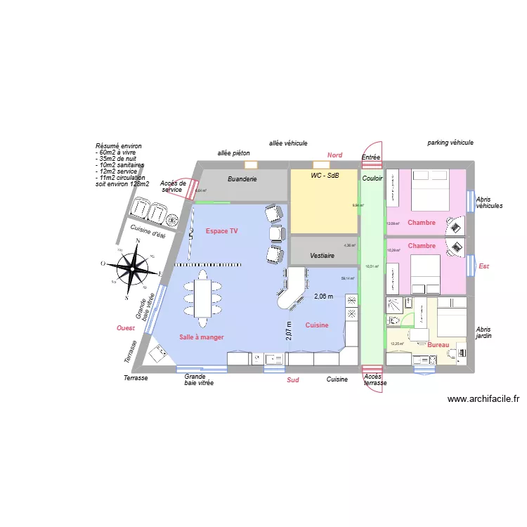 maison Eliane trap&eacute;zo&iuml;dale 06. Plan de 