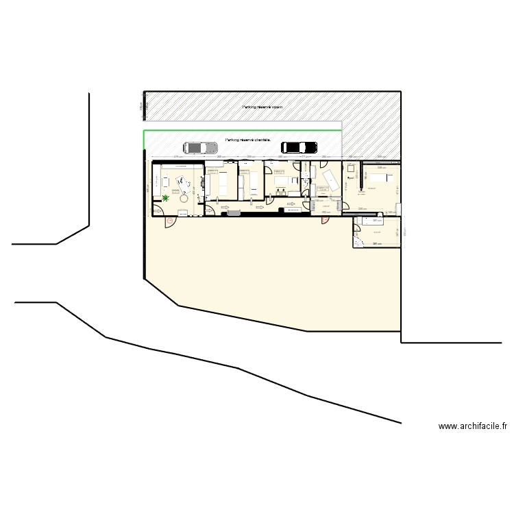 projet 2 actuel. Plan de 23 pièces et 359 m2