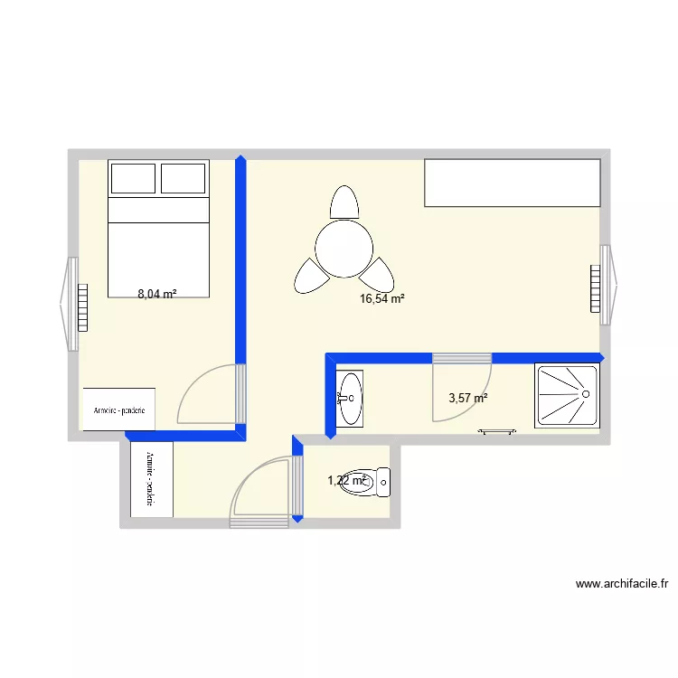 STUDIO. Plan de 4  et 29 m²