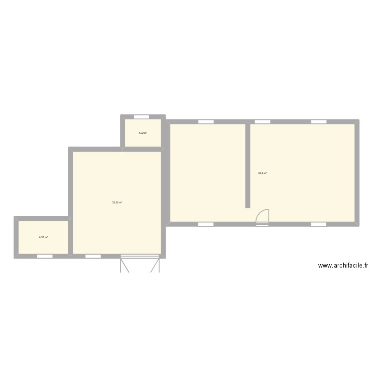 Chez Odette - vierge. Plan de 4 pièces et 115 m2
