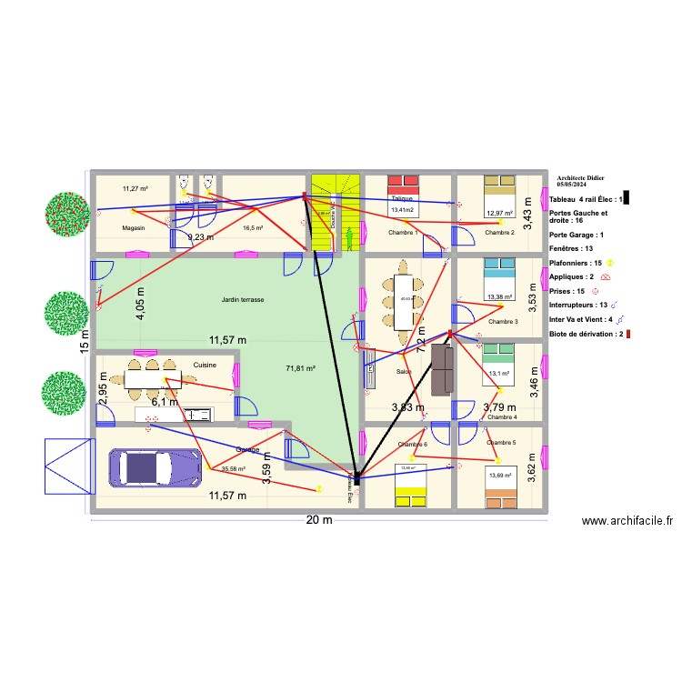 plan Talique . Plan de 14 pièces et 267 m2