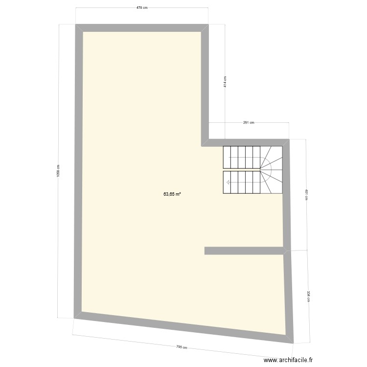 plan sous sol boulangerie. Plan de 1 pièce et 64 m2