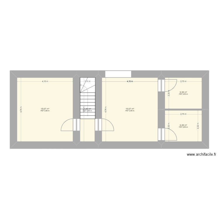 maison ferme. Plan de 5 pièces et 57 m2