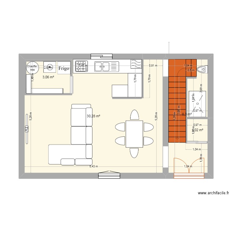 futur projet. Plan de 4 pièces et 46 m2
