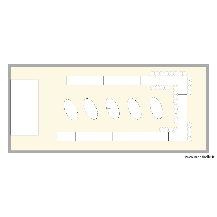 1er plan de table. Plan de 1 pièce et 189 m2