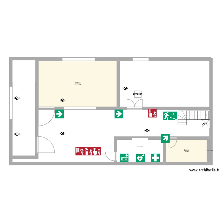 primera planta. Plan de 3 pièces et 38 m2