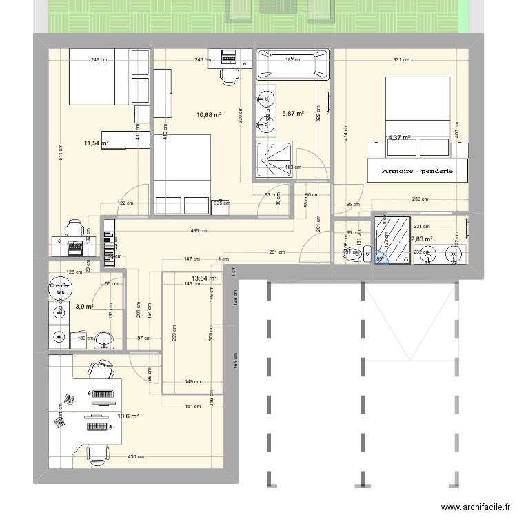 ChaLou_Nomain_ChaV3. Plan de 13 pièces et 233 m2