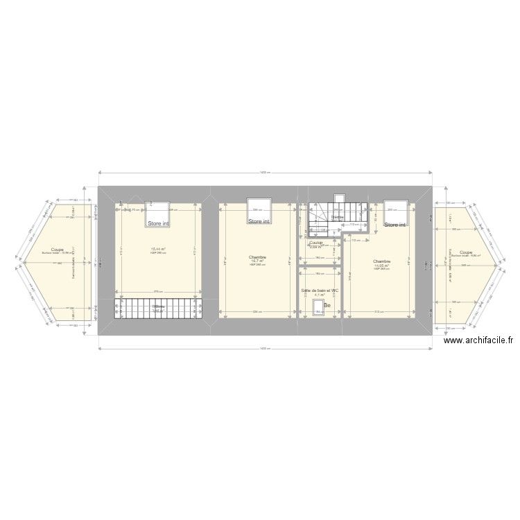 ML24002098. Plan de 16 pièces et 146 m2