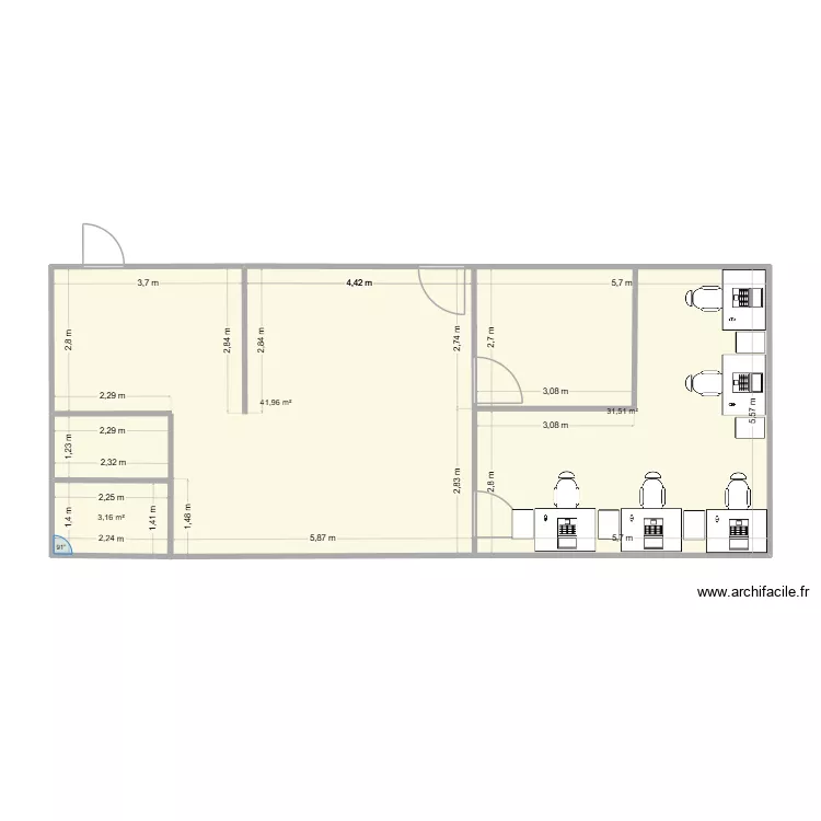 Loco ExEn. Plan de 3  et 77 m²