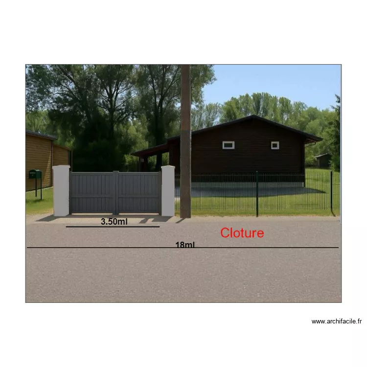 cloture                                                   chalet 107. Plan de 