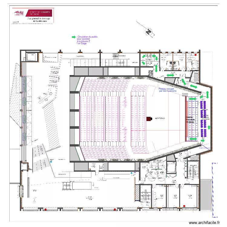 Auditorium Tribune Z 1er Etage pour Choeurs Mai 2026. Plan de 