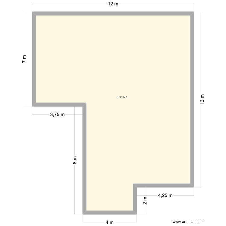 Premier etage. Plan de 1 pièce et 128 m2