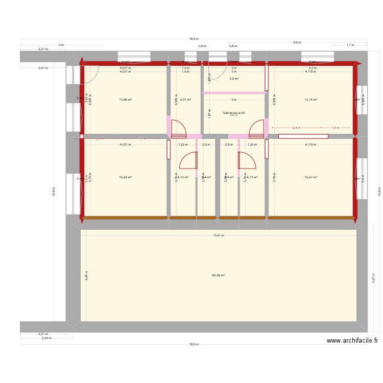 20250722 Projet Rénovation Sud Mury test. Plan de 33 pièces et 306 m2