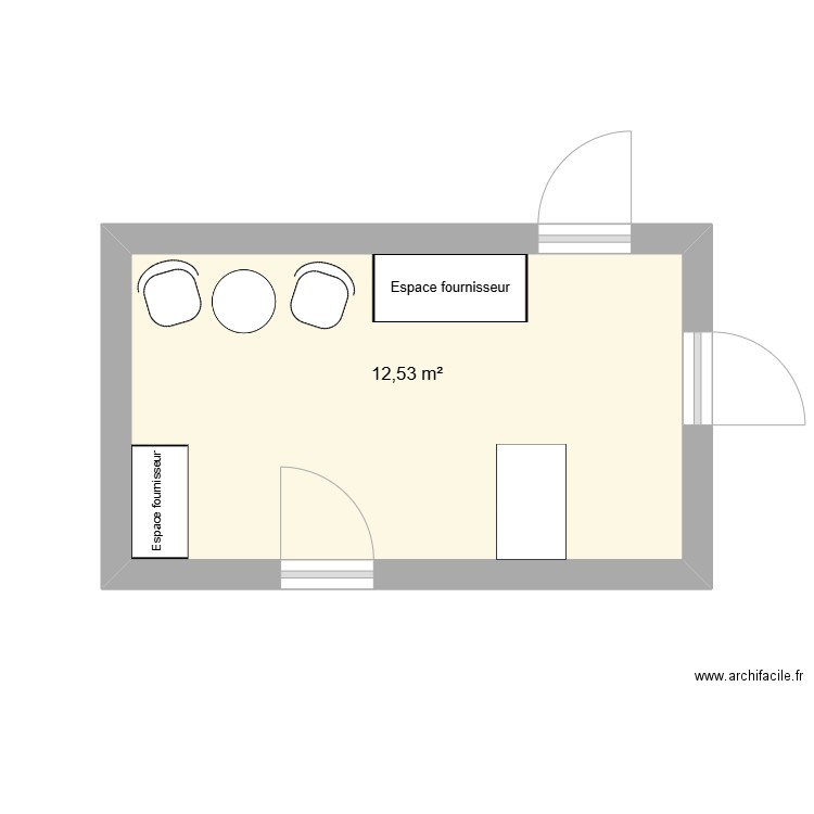 Franchise Type 1. Plan de 1 pièce et 13 m2