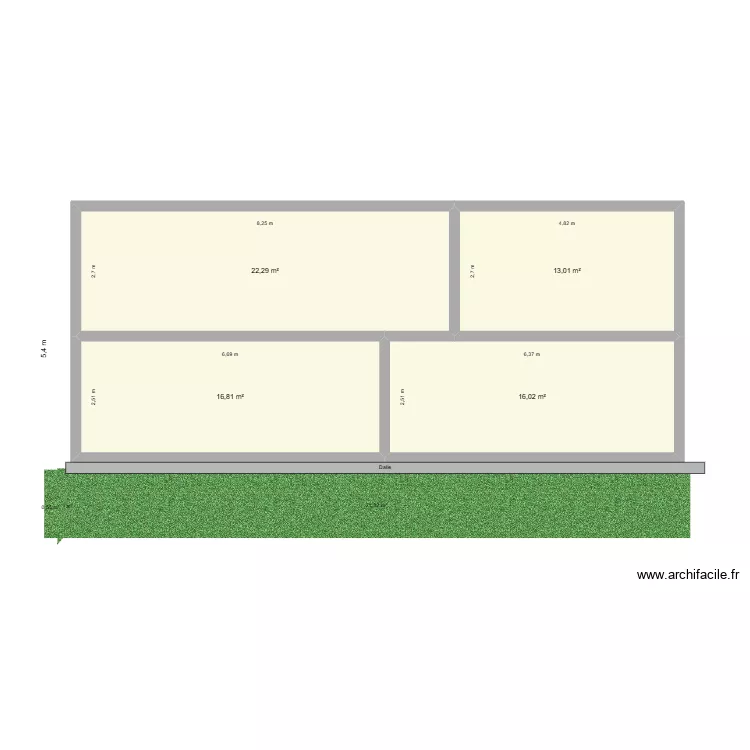 coupe de face. Plan de 