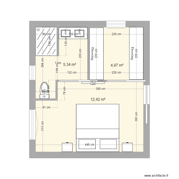suite parentale. Plan de 0 pièce et 0 m2