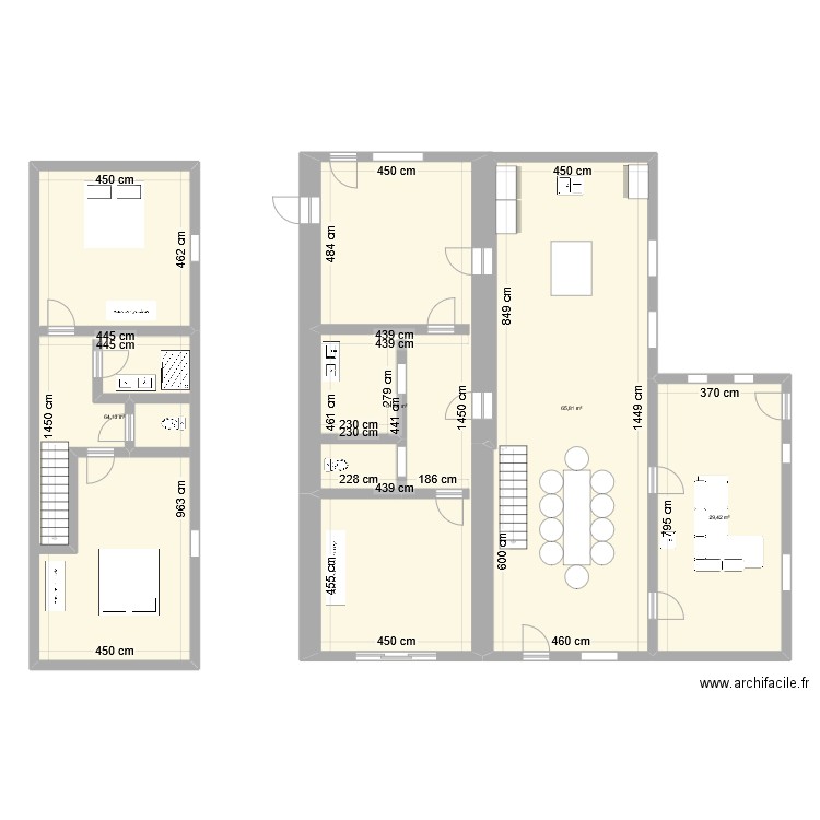 Plan vierge 2. Plan de 4 pièces et 221 m2