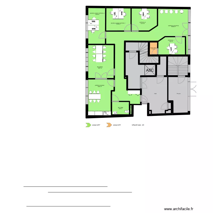 Aix en Provence ERP. Plan de 20  et 214 m²