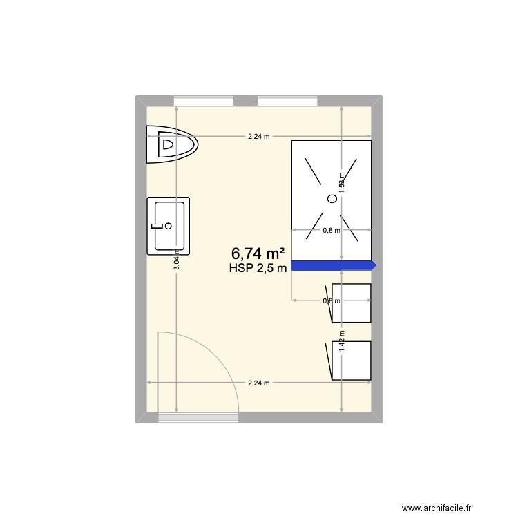 france 1. Plan de 1 pièce et 7 m2