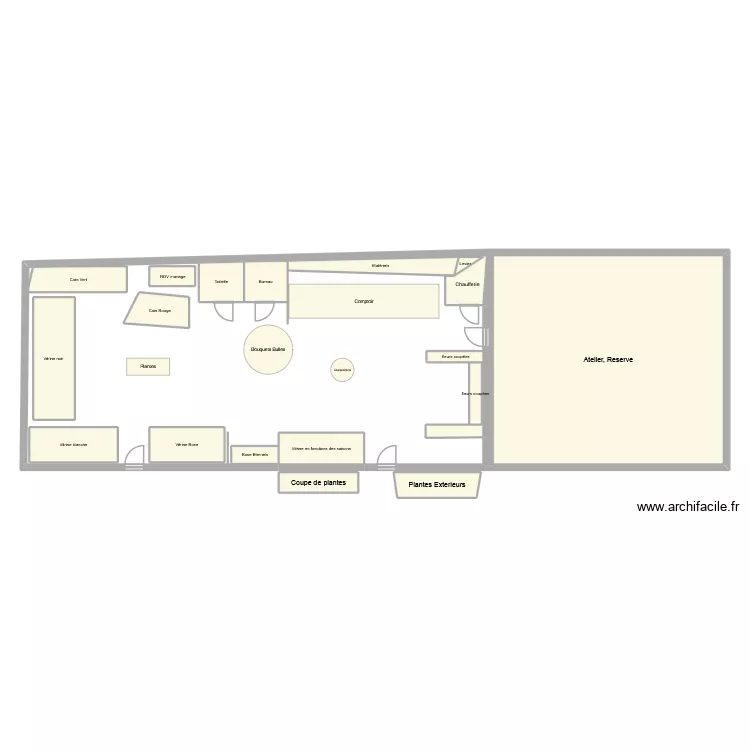 plan magasin 3D. Plan de 18  et 149 m²