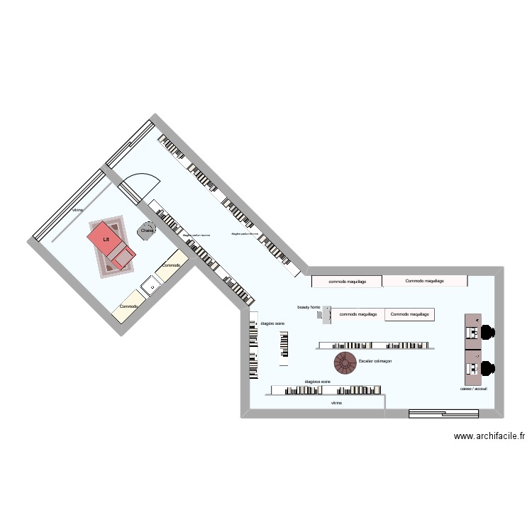 res. Plan de 2 pièces et 52 m2