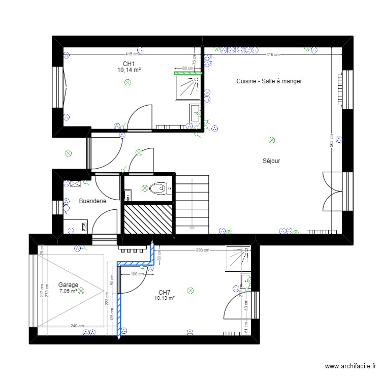 PROJET LECOMTE - PLAN RDC P1. Plan de 5 pièces et 62 m2