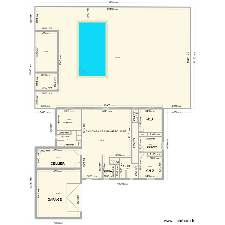 CUXAC 1. Plan de 19 pièces et 549 m2