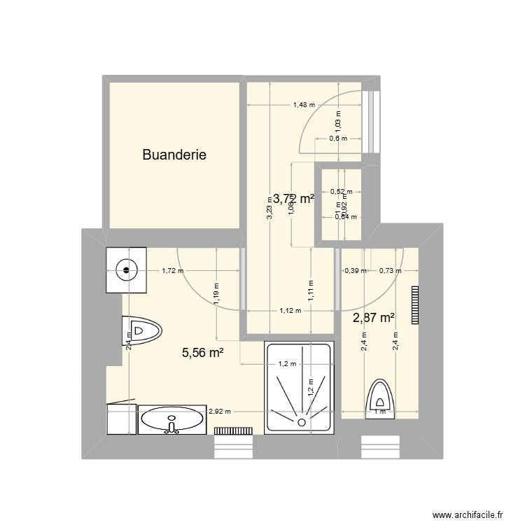 tata 2. Plan de 4 pièces et 15 m2