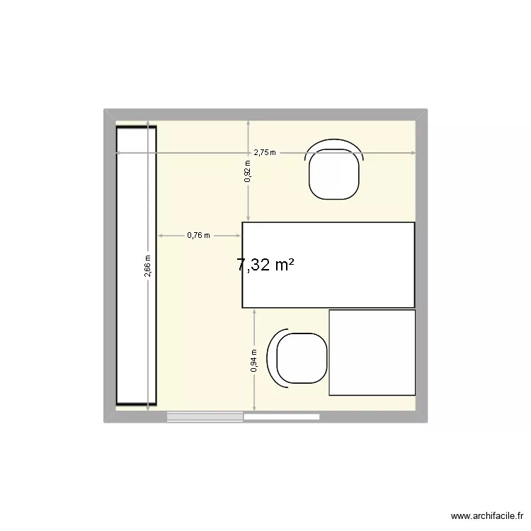 Bureau Technique. Plan de 1  et 7 m²