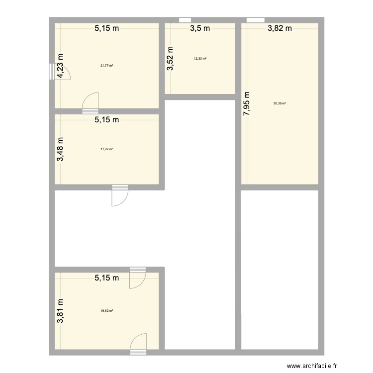 bogeve. Plan de 5 pièces et 102 m2